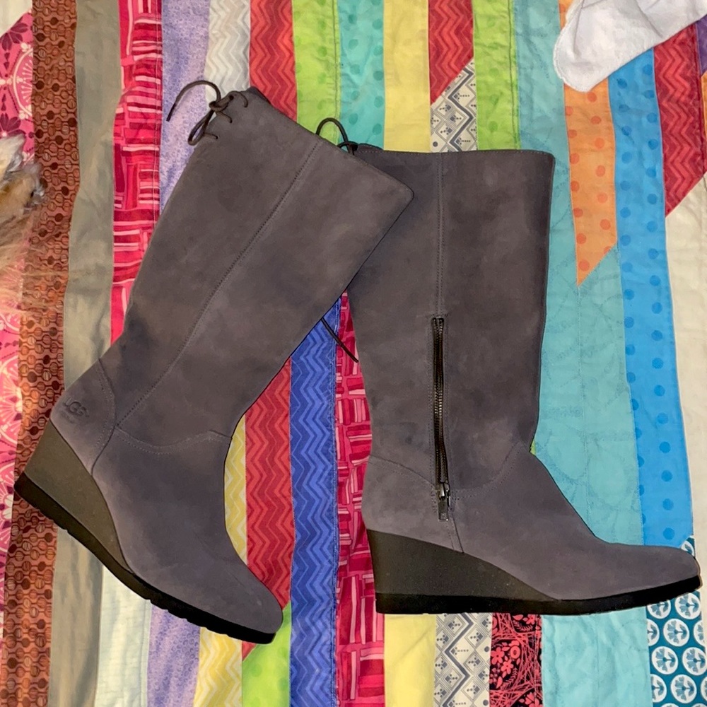 Ugg Dawna Wedge knee high gray Suede Boots, 9.5